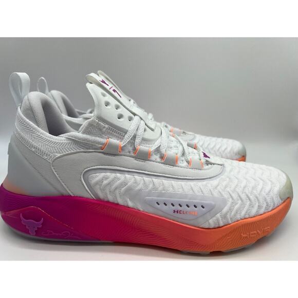 Under Armour Project Rock 7 White Vivid Magenta 30227600-101 Men's Size 10 - Picture 1 of 12
